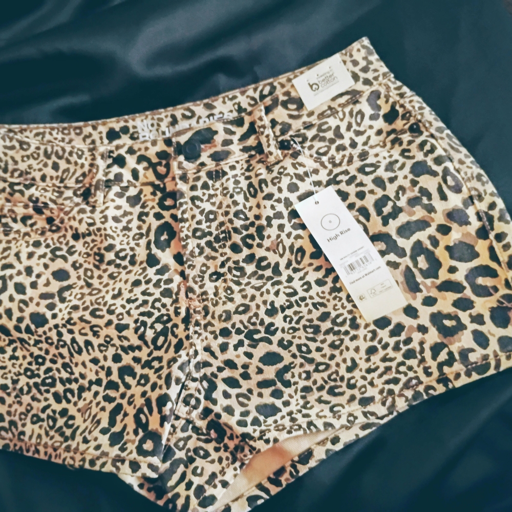 Leopard Print Denim Shorts